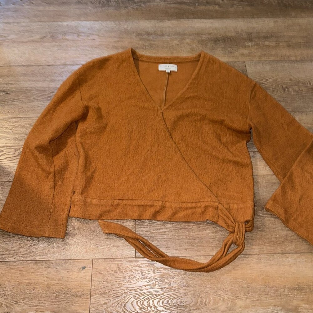 Texture & Thread Madewell Rust V Neck Blouse Small